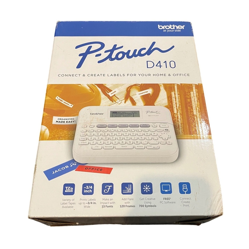 NEW Brother P-Touch D410 Label Maker Unisex OS White Connectable Desktop Printer
